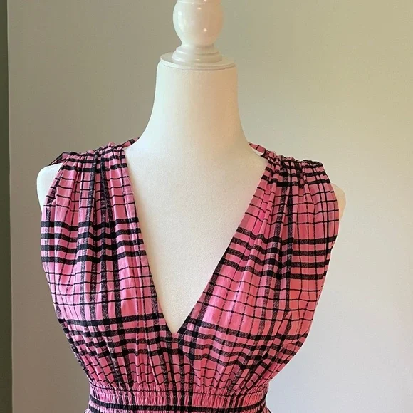 S//W/F Chic Pink Plaid Maxi Dress - Picture 3 of 5